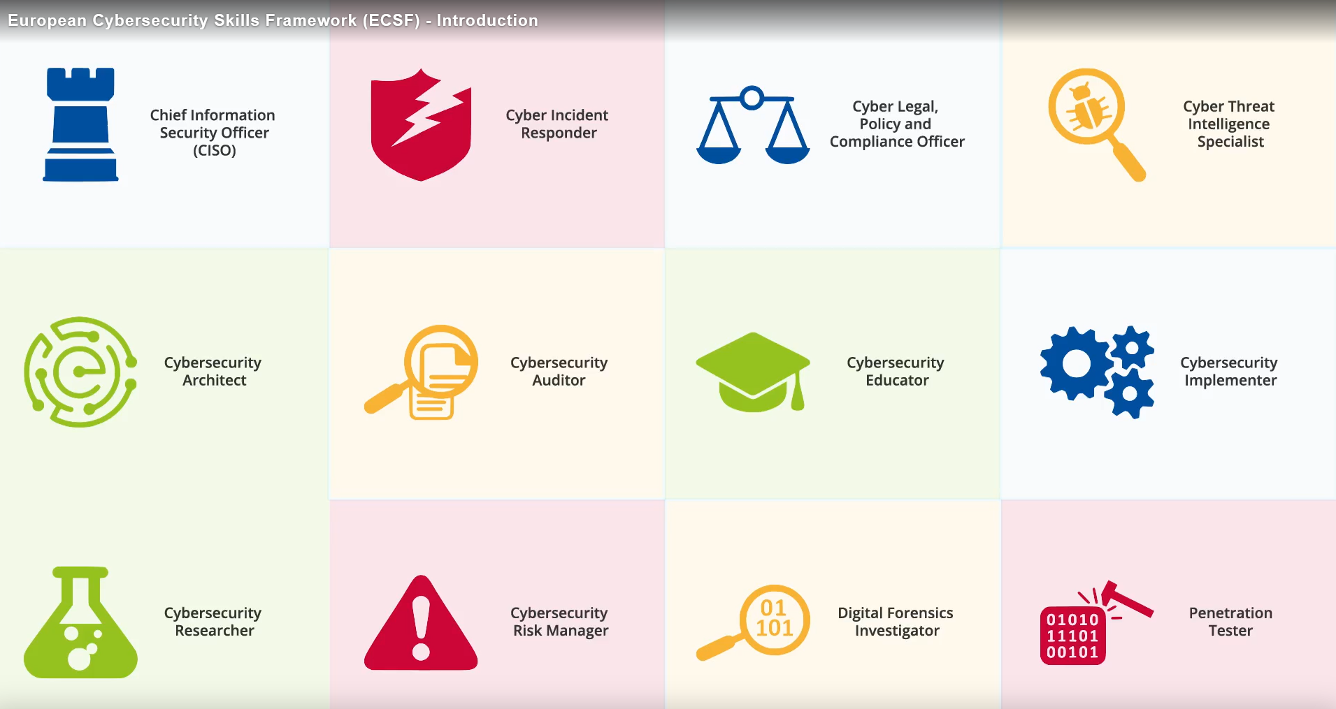 The list of roles identified in the European Cybersecurity Skills Framework ( ECF)