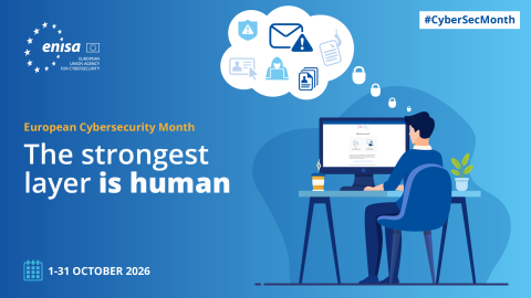 The strongest layer is human. Promotional visual for European Cybersecurity Month 2026