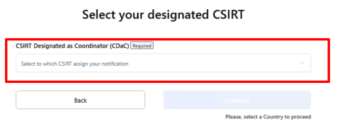Select your designated CSIRT