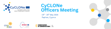 Banner promoting the EU Cyclone Officers meeting, taking place in Paphos, Cyprus on 19-20 May 2026