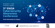Visual promoting the ENISA Awareness Raising Conference 2026, organised in Stockholm, Sweden on 11 November