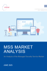Managed Security Services Analysis cover featuring an illistration of a woman working on different screens with statistics