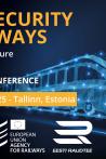 Visual promoting the 5th ENISA–ERA Conference on Cybersecurity in Railways, 1–2 December in Tallinn, Estonia, featuring a virtual train.