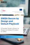 The cover of ENISA's Secure by Design and Default playbook - A practical guide to secure by design and default principles for SMEs. Published by ENISA in July 2026